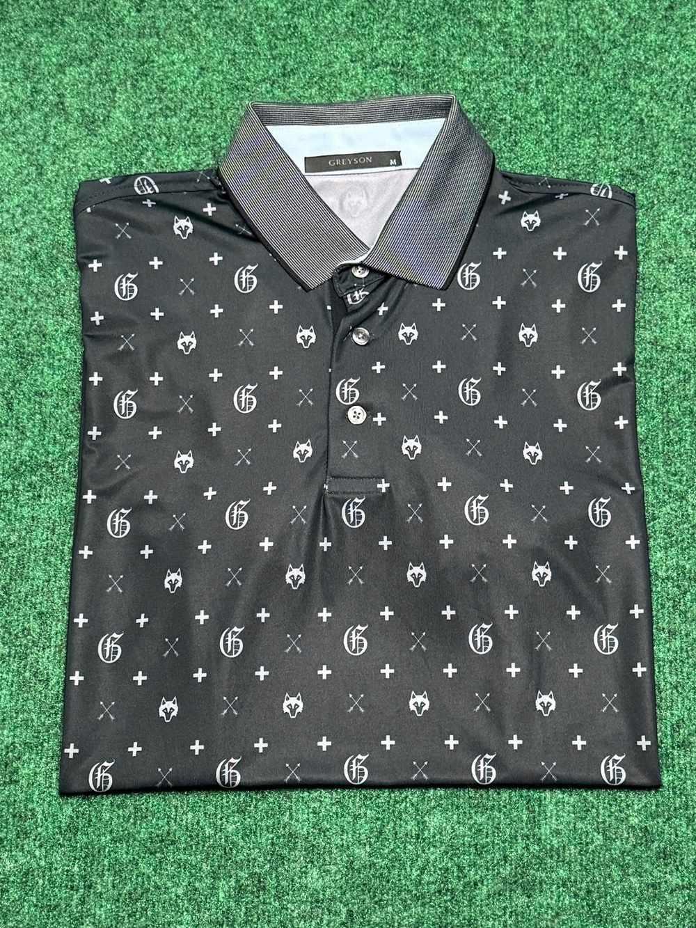 Greyson Men's Golf Polo Shirt with All-Over Print Motif (Medium) - Picture 2 of 7